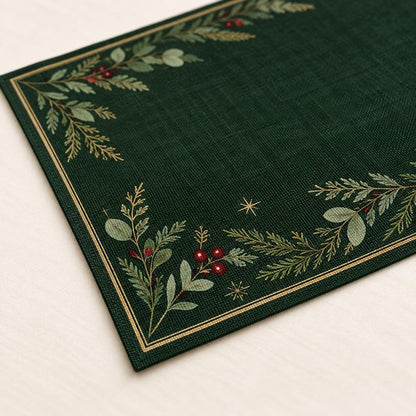 Dark Green Botanical Christmas Table Runner, Faux Linen Evergreen Table Decor, Rustic Holiday Dining Room Accent f287b1e1-2e7b-4490-9a0e-ce6d69d8cbad-a3.jpg