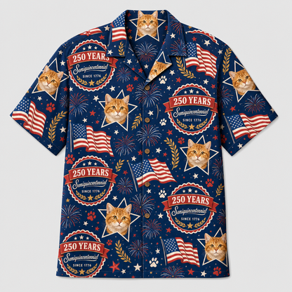 USA 250 Cat Celebration Hawaiian Shirt - Hero