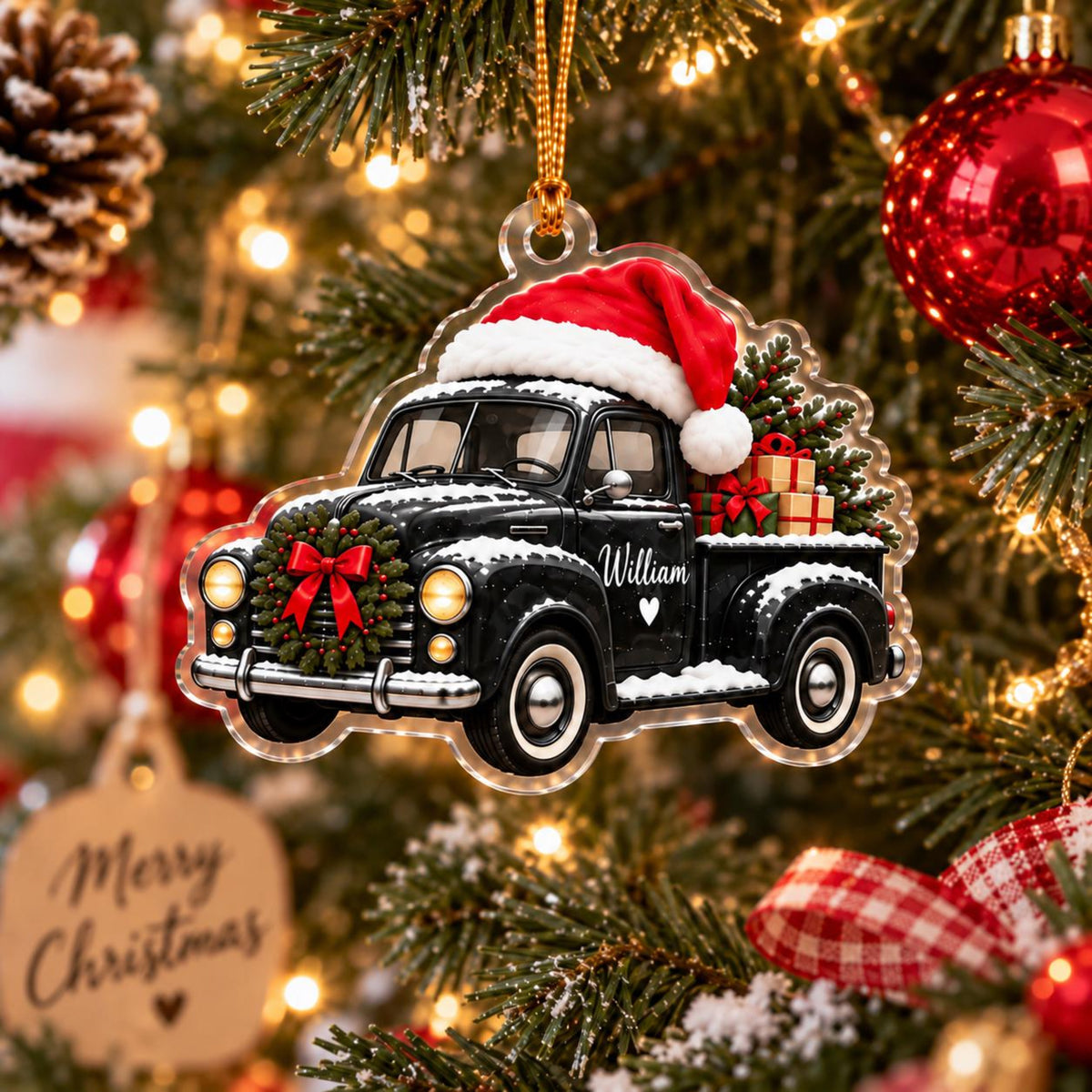 Pickup Truck Christmas Ornament, Acrylic Truck Ornament for Truck Lover, Christmas Gift for Dad Husband Boyfriend, Holiday Car Decor f35fee05-00d1-4150-a7c7-185b6c837428-4.jpg