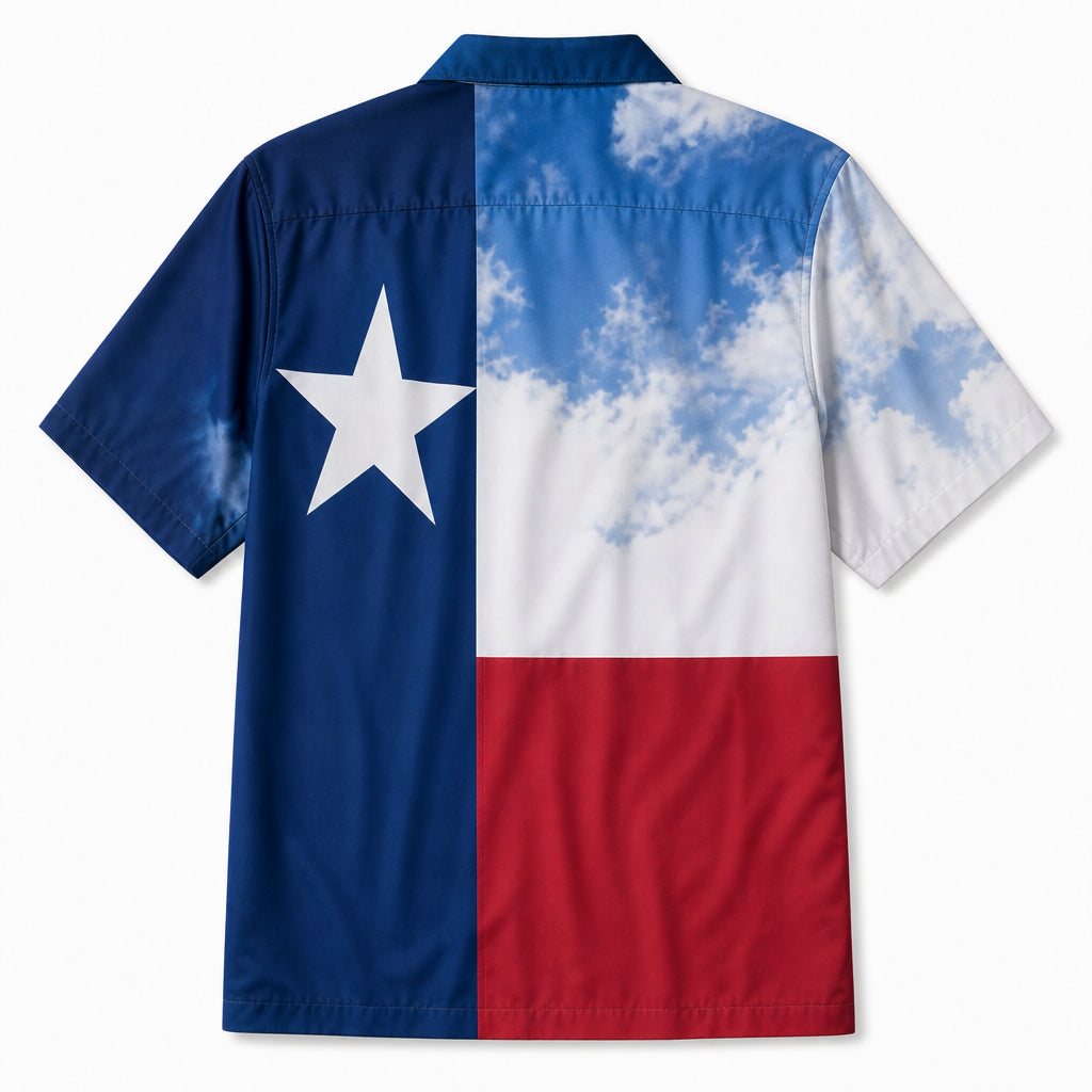 Custom Photo Texas Flag Patriotic Dog Hawaiian Shirt - Back view