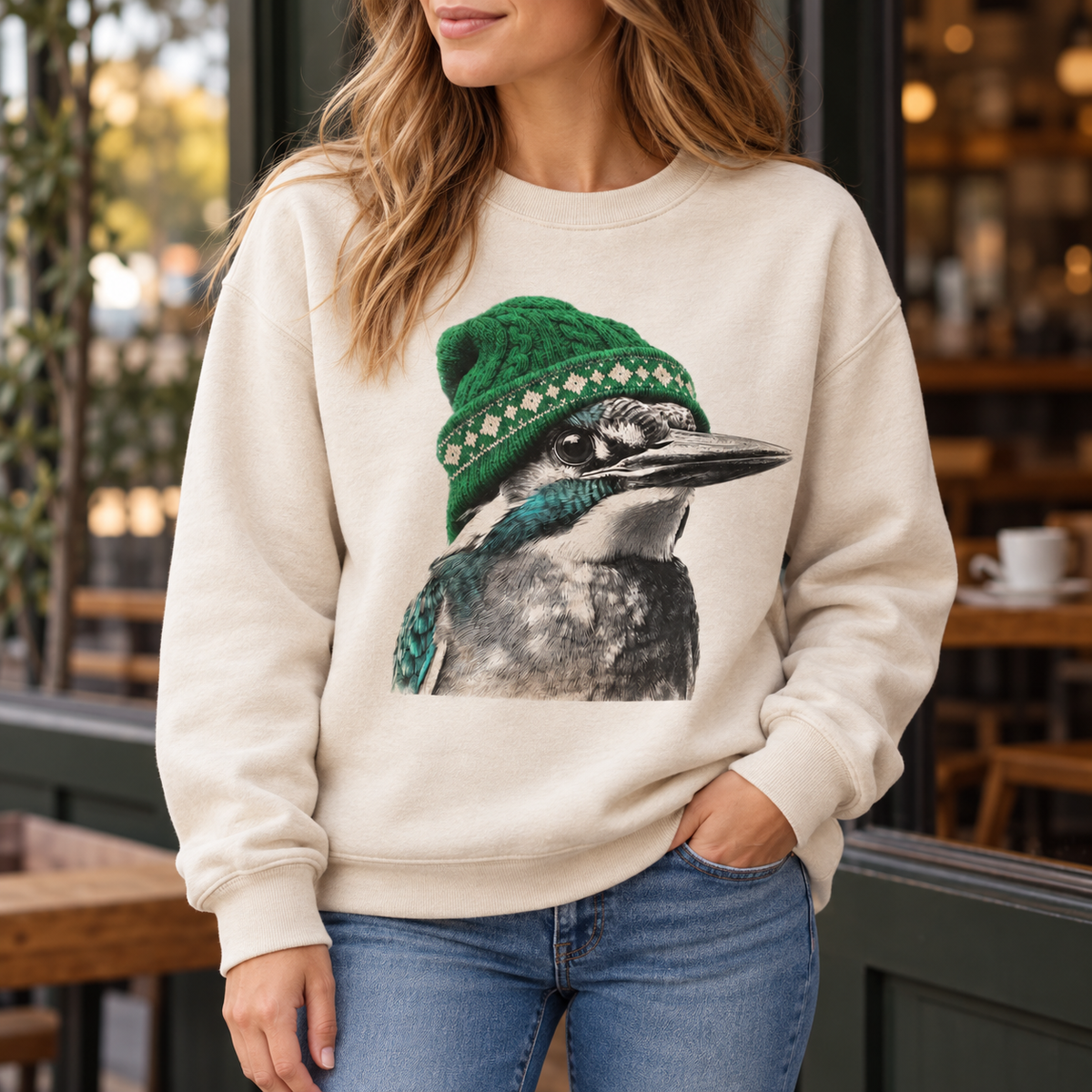 Kingfisher in Beanie Sweatshirt, Birdwatching Nature Lover Gift For Hims, Hers f40567a2-87a4-40bb-86b1-1efa12de7526--o-n-chim-v-i-m-len-xanh-1.png