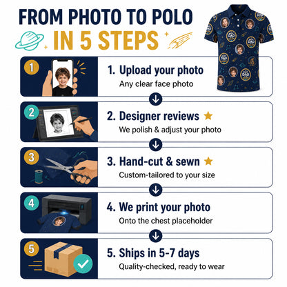 Best Dad in the Galaxy — Kids Photo AOP Polo - How it is made