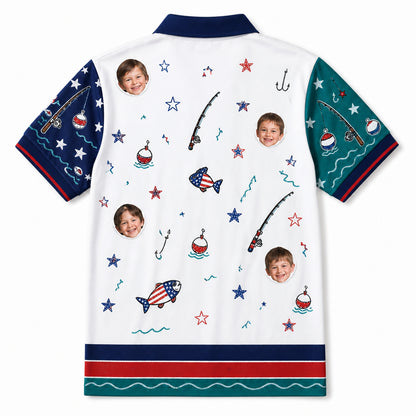Best Dad Ever Fishing Doodle Polo - Back view