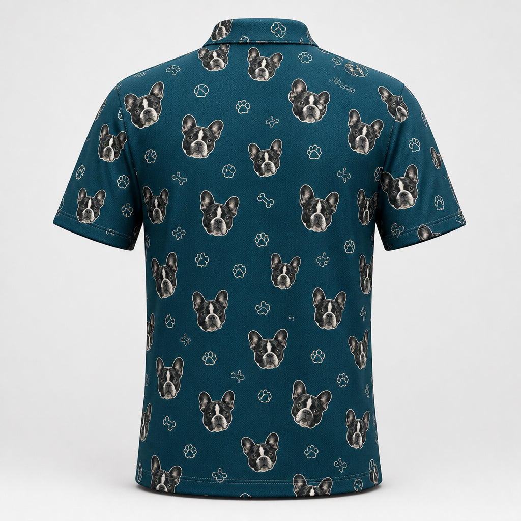 Custom Pet Face Repeat AOP Polo - Back view