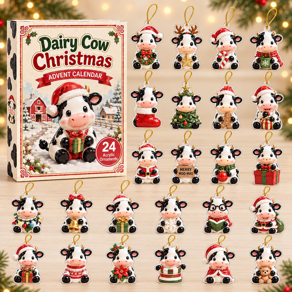 Dairy Cow Christmas Advent Calendar 2026 - 24-Day Festive Countdown, Acrylic Charms Blind Box - Gift For Cow Lovers f4a52e3b-1310-46c8-b9e5-bda489578d8b-cow-box-charms.png
