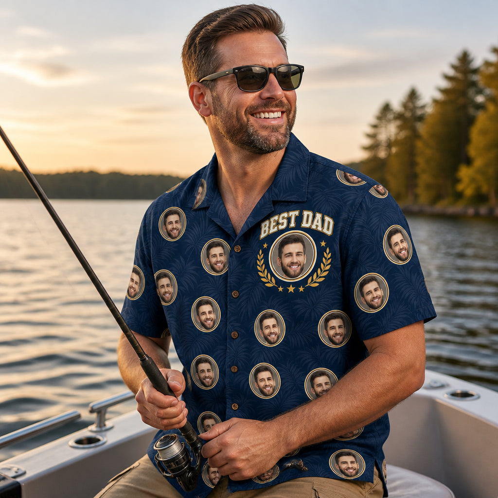 Best Dad Face Pattern Hawaiian Shirt - Lifestyle 1