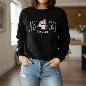 Mother & Child Embroidered Sweatshirt Personalized Mom Gift
