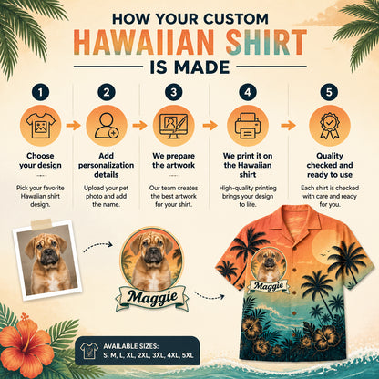 Tropical Sunset Pet Photo Hawaiian Shirt - How to customize