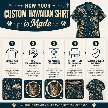 Best Cat Dad Ever – Pet Photo Hawaiian Shirt (AOP) - How it is made