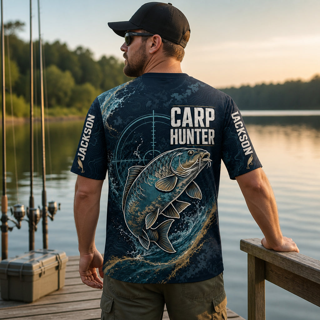 Carp Hunter AOP Tee — Personalized Name Sleeves - Personalized T-Shirt - All Over Printed f5b11b4b-9b16-4785-97a5-06623f5365e2.jpg