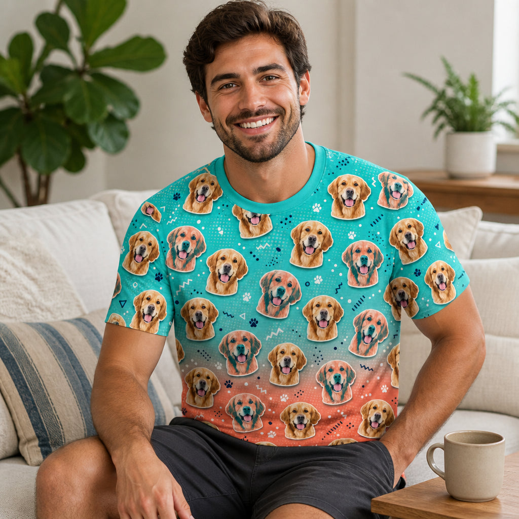 Your Pet Face Pop-Art Pattern AOP Tee - Lifestyle 2
