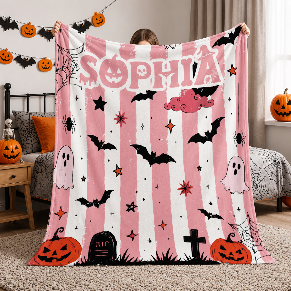 Pretty in Boo Personalized Halloween Blanket – Custom Name Pink Ghost & Pumpkin Throw, Cute Spooky Season Gift for Girls & Halloween Lovers f5c9e699-4c8c-4b8e-9f33-c9e629e2cda7-4.png