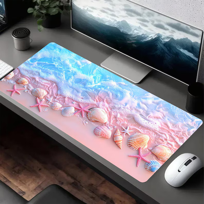 Pink Beach Desk Mat, Seashell Ocean Wave Keyboard Pad, Coastal Gaming Mouse Pad, Gift For Family f5f05c52-444f-4bce-bdba-aee3638c4792-j3.png
