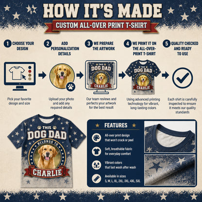 Patriotic Dog Dad Photo Badge AOP Tee - How to customize