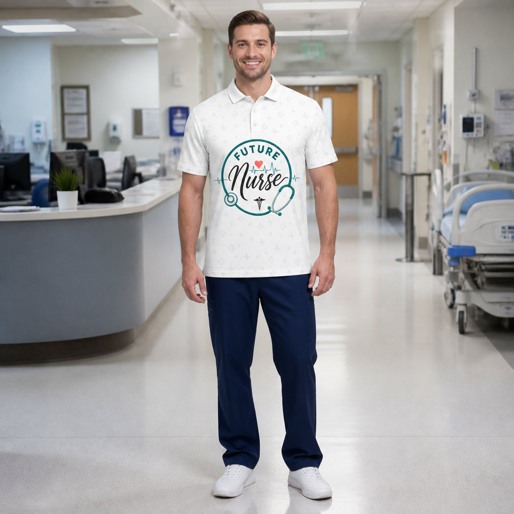 Future Nurse Badge AOP Polo - Polo shirt - All over printed f6a7bfba-033f-4952-a4b9-4ff68acd50a9.jpg