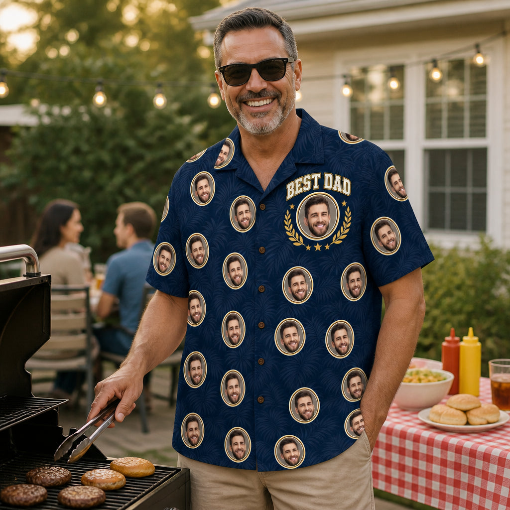 Best Dad Face Pattern Hawaiian Shirt - Lifestyle 2