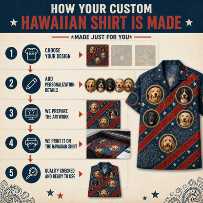 Custom Pet Photo Patriotic Hawaiian Shirt - How it is made