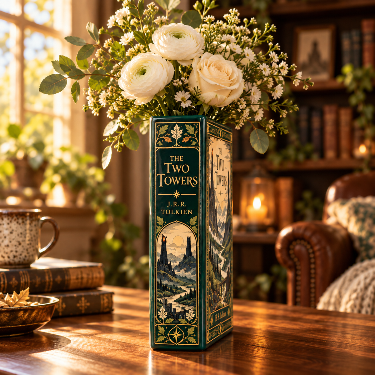 The Two Towers Book Style Ceramic Book Vase – Tolkien Inspired Flower Vase, Fantasy Bookshelf Decor f8e6adba-4396-450d-9e65-beb59b5274cd-the-two-towers-2.png