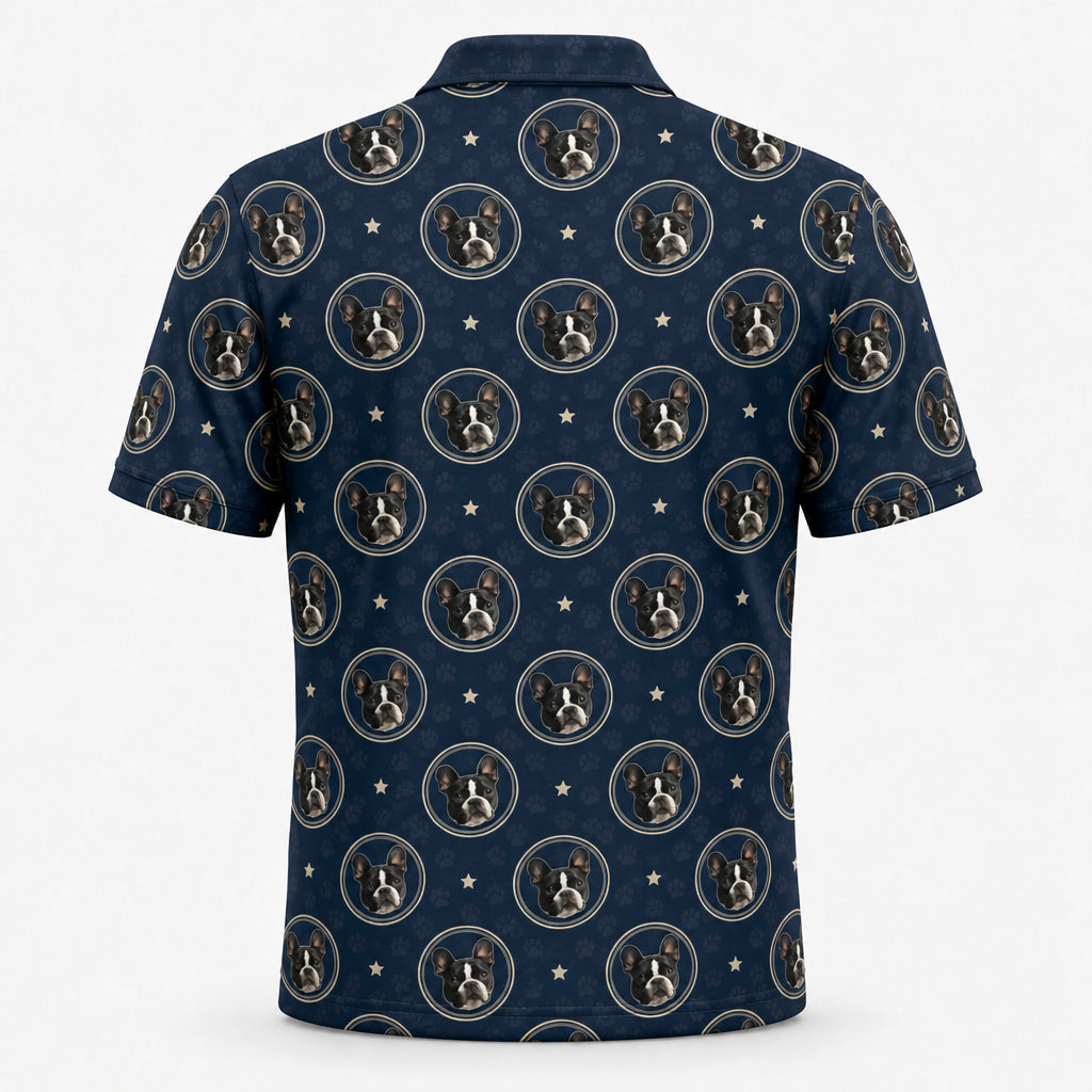 Personalized Pet Face & Name AOP Polo - Back view