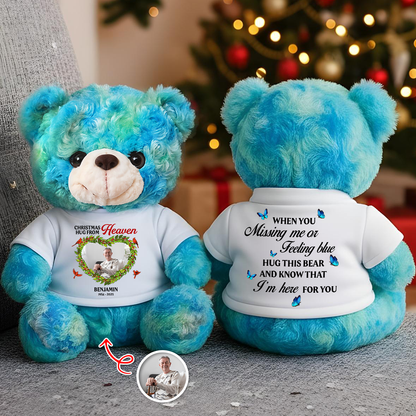 Christmas Wreath Heaven - Memorial Personalized Custom Teddy Bear Plush - Sympathy Gift For Family Members f962c2cd-2db3-4984-a3d1-3a88bf0dbfcd-3.png