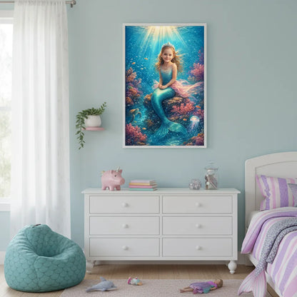 Magical Ocean Mermaid Portrait - Upload Photo Portrait Poster