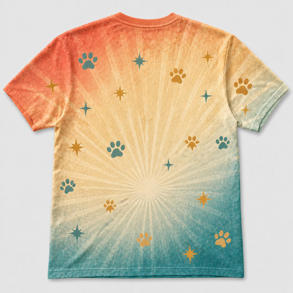 Life Is Better With – Retro Badge Pet Photo AOP Tee - Back view