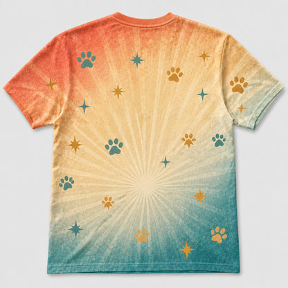 Life Is Better With – Retro Badge Pet Photo AOP Tee - Back view
