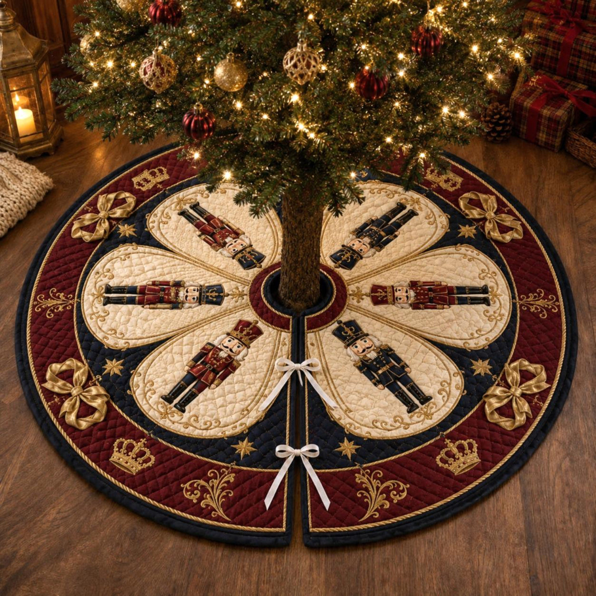 Nutcracker Christmas Tree Skirt, Quilted Holiday Tree Skirt, Royal Red Navy Gold Christmas Decor, Elegant Xmas Home Decor facee305-3f32-4c58-ab31-22e98800389a-3.jpg
