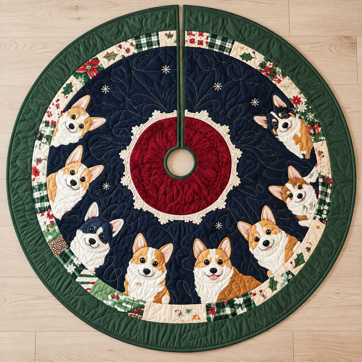 Corgi Christmas Tree Skirt – Quilted Patchwork Holiday Decor for Dog Lovers fb059b44-e86c-4c38-99f0-38d1e58c59b5-bu2.png