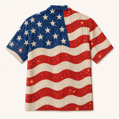 Custom Face USA Flag Hawaiian Shirt - Back view