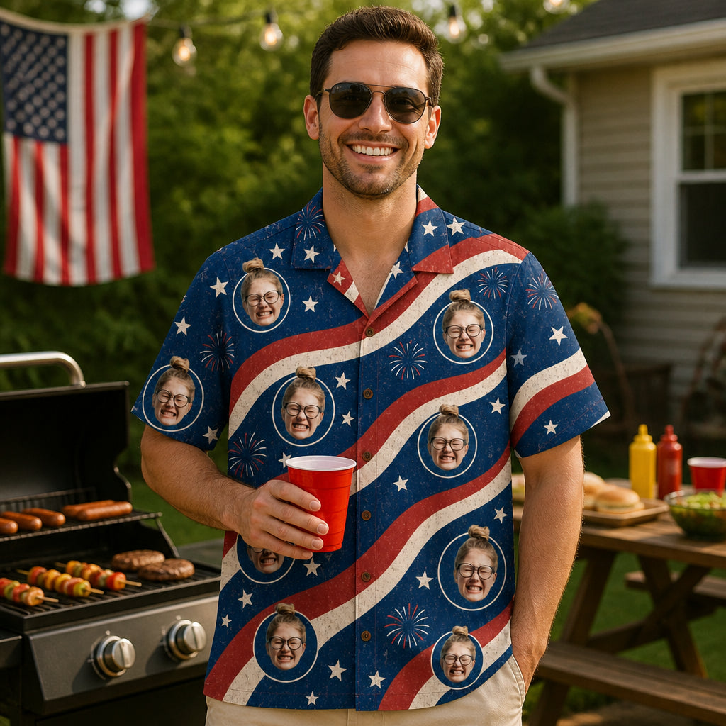 Patriotic Custom Face Hawaiian Shirt - Lifestyle 2