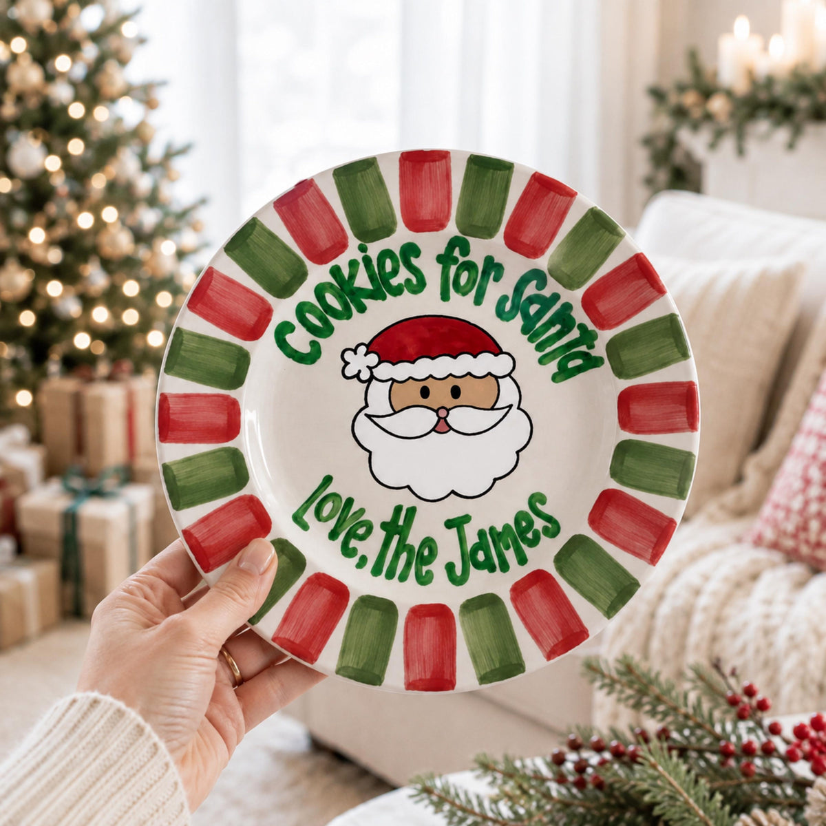 Personalized Hand-Painted Art Style Santa Cookie Plate, Custom Christmas Keepsake Dish fbfaf275-6ca3-43d3-874e-a3496f08c7f0-4.jpg