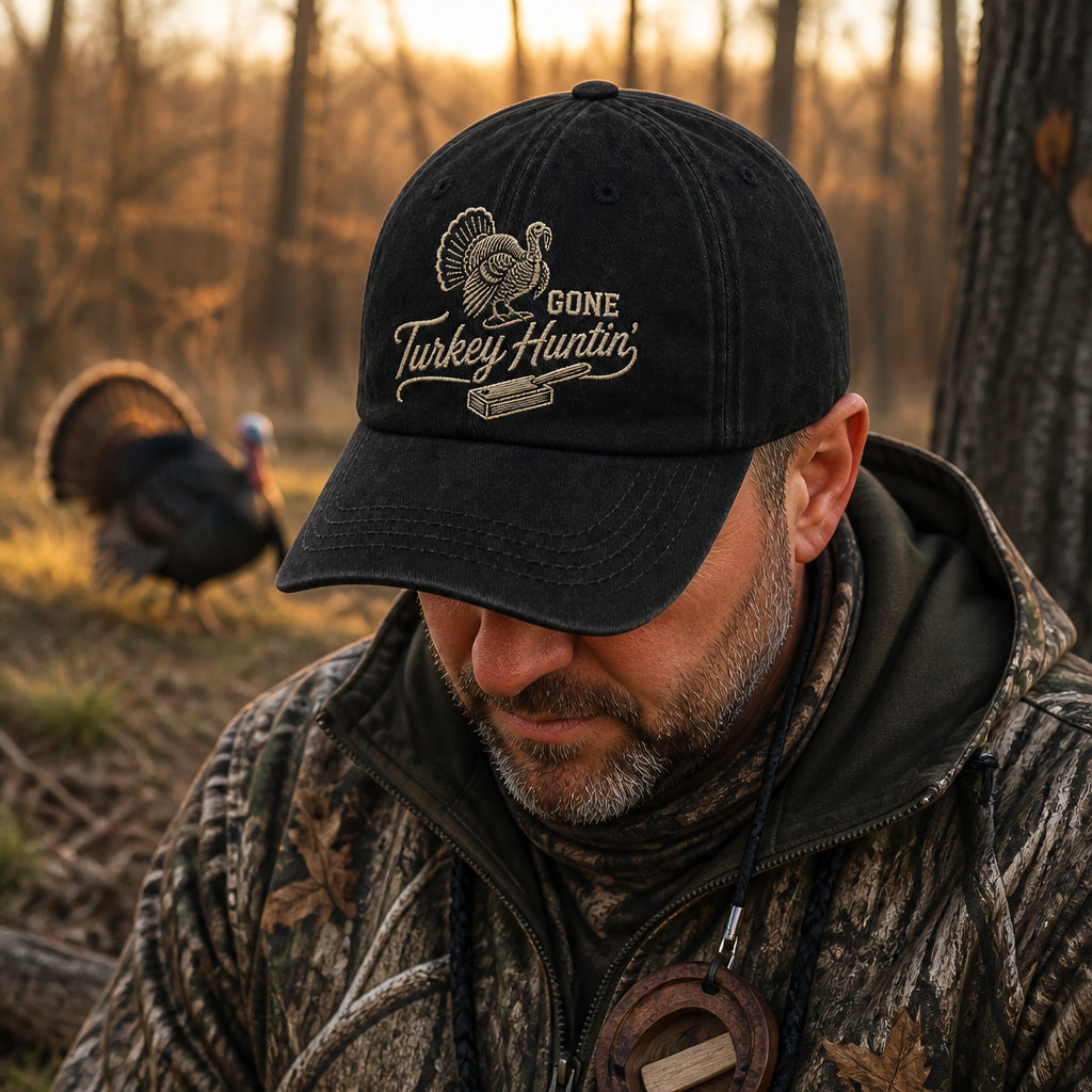 Gone Turkey Hunting Embroidered Dad Cap - Lifestyle 1