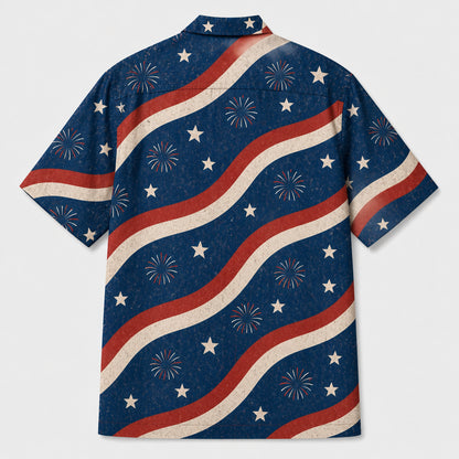 Patriotic Custom Face Hawaiian Shirt - Back view
