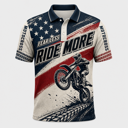 Fear Less Ride More Motocross – Custom Name & Number AOP Polo - Personalized Polo shirt - All over printed fd9579b8-27a4-4096-8808-22ab76c673cf.png