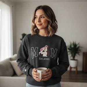 Mother & Child Embroidered Sweatshirt Personalized Mom Gift