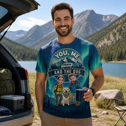 You, Me and the Dog – Road-Trip AOP Tee (3 Face Uploads) - Lifestyle 1