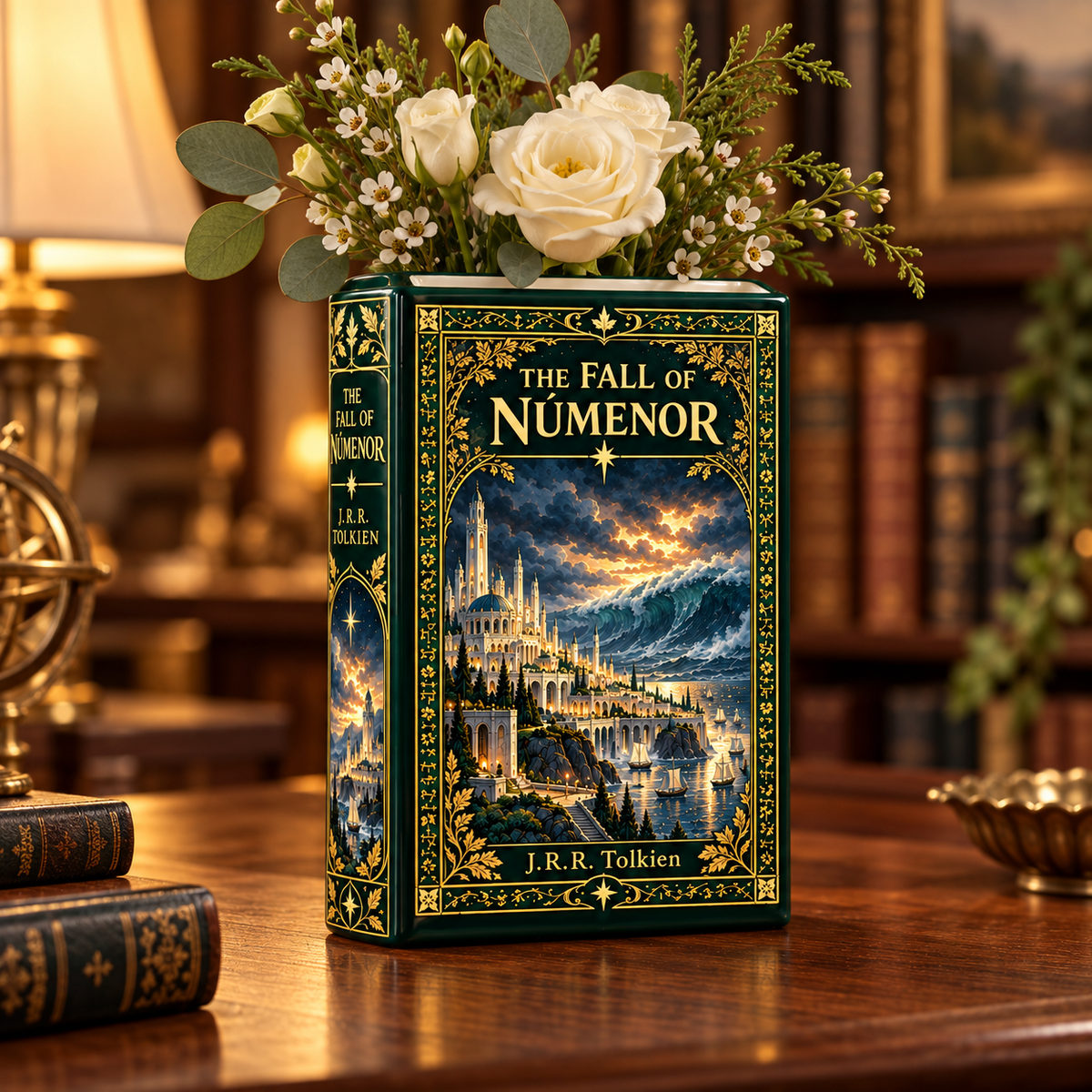 The Fall of Númenor Ceramic Book Vase – Tolkien Inspired Flower Vase, Fantasy Bookshelf Decor ff572358-511f-446a-a8bb-06d8fdcba54d-The-Fall-of-N-menor-1.png