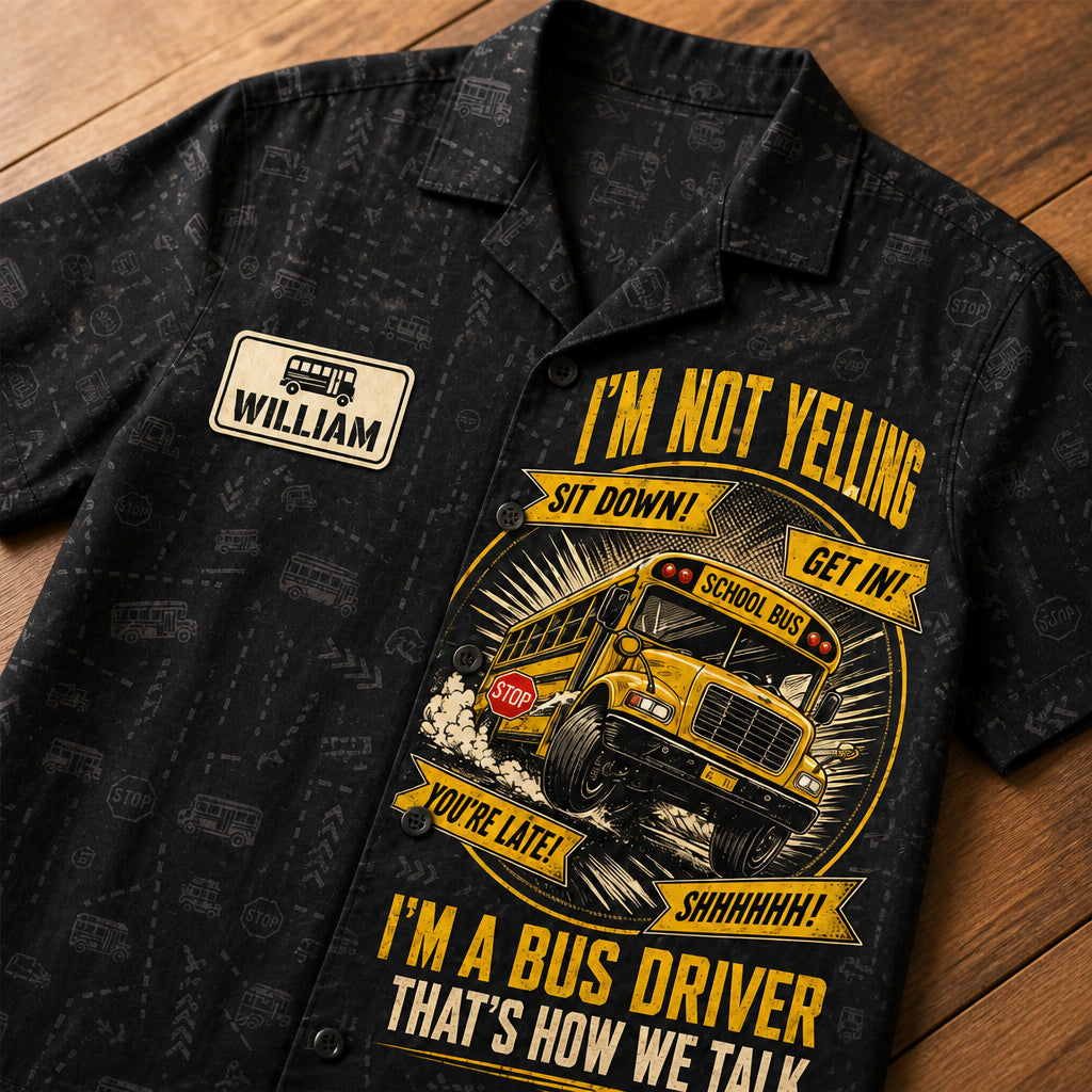 I'm Not Yelling Bus Driver Kids AOP Shirt – Name Badge - Personalized Hawaiian Kids Shirt - AOP ffdd457e-b483-4dde-a98a-c883a26b6767.jpg
