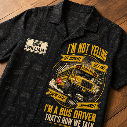 I'm Not Yelling Bus Driver Kids AOP Shirt – Name Badge - Personalized Hawaiian Kids Shirt - AOP ffdd457e-b483-4dde-a98a-c883a26b6767.jpg