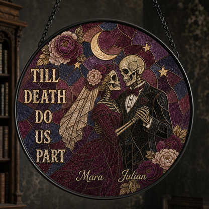 Till Death Do Us Part – Personalized Suncatcher Stained Glass – Halloween Gift For Couple