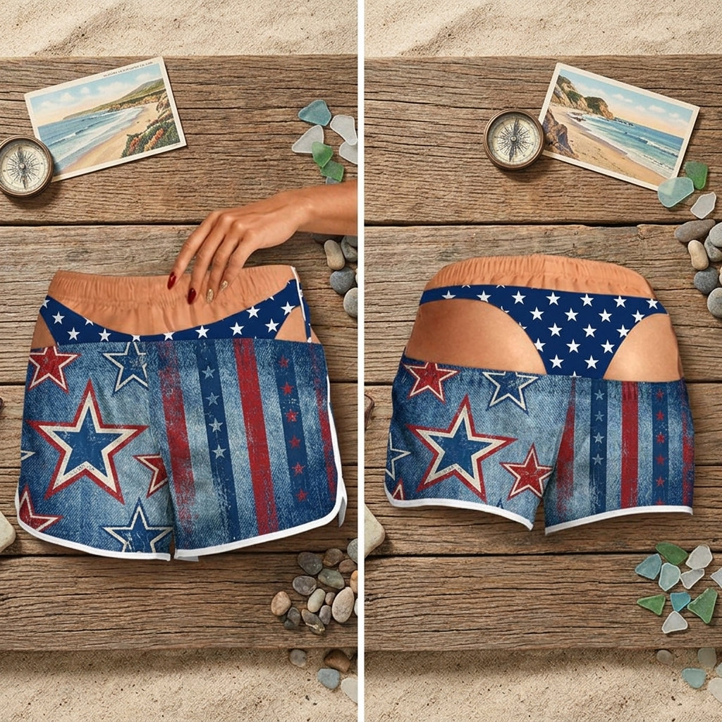 Funny Patriotic Bikini Bottom Illusion Shorts for Women – American Flag Beach Shorts hero-6a729fd3737425c5d53509d2.jpg