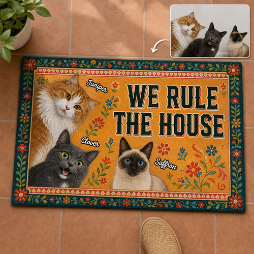 We Rule the House – Personalized Photo Doormat – Cat Lover Gift hero-6a79320ce462cc3083bc2e18.png