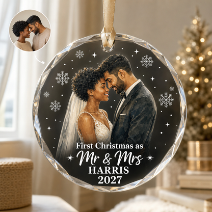 First Christmas as – Personalized Photo Crystal Ornament – Christmas Gift hero-6a793bdc7f29b7db8faf50ac.png
