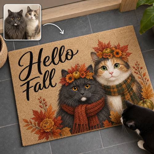 Hello Fall – Personalized Photo Doormat – Fall Gift hero-6a7d254a4bce3a6bb8b6c20b.png