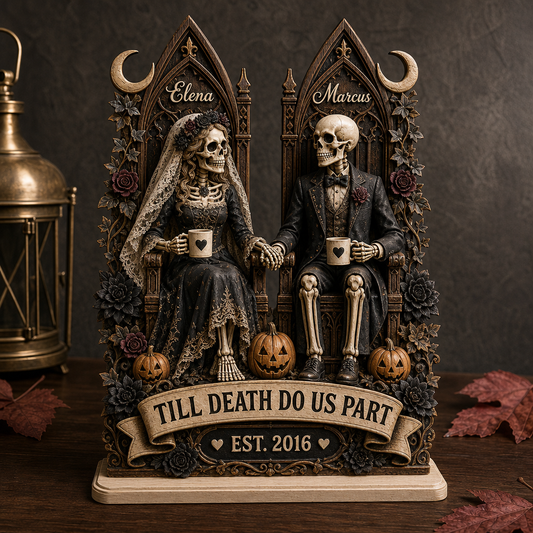 Till Death Do Us Part – Personalized 2-Layer Standing Wooden Plaque – Halloween Gift hero-6a7d30c89fba619e2a4e45ec.png