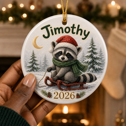 Personalized Jimothy Raccoon Christmas Ornament - Custom Name & Year 2026 Keepsake - Christmas Gift hero-6a7d32079fba619e2a4e45f2.png