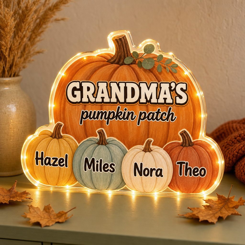 GRANDMA’S pumpkin patch – Personalized Custom Shape Acrylic Light Box – Halloween Fall Gift hero-6a7d324a9fba619e2a4e45f4.png