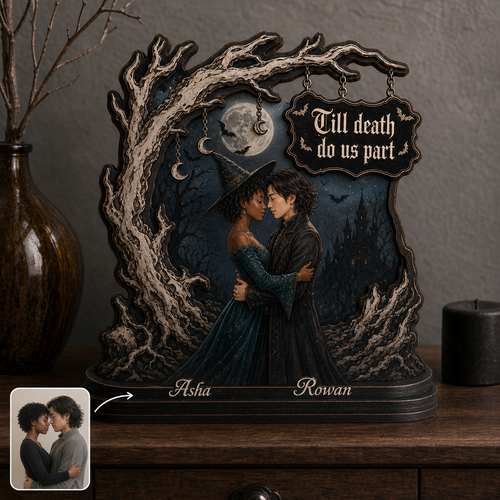 Till Death Do Us Part – Personalized Couple Photo Wooden Plaque – Gothic Halloween Gift hero-6a7d34e09fba619e2a4e4604.png