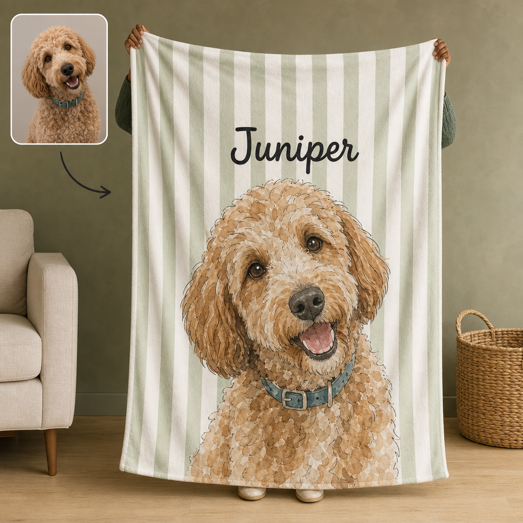 Juniper – Personalized Photo Blanket – Dog Lover Gift hero-6a7d35b89fba619e2a4e4610.png